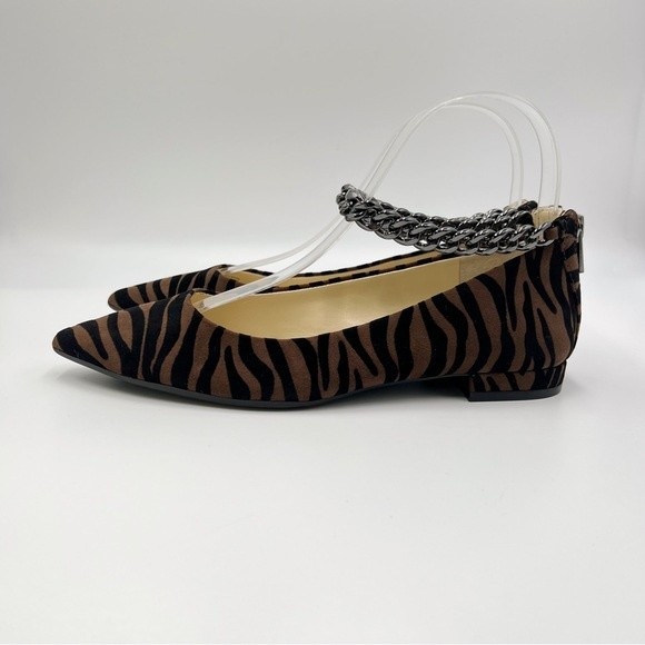 NEW Jessica Simpson Womens Size 6.5 Metal Ankle Chain Tiger Ballet Flats Shoes - Picture 5 of 12